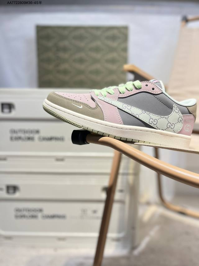Corporate-grade top-layer leather Gucci x Jordan Air Jordan 1 Low Aj1 low-top s