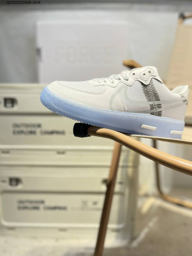 Nike Air Force 1 React Qs Analysis of Ice Blue Air Force One Low-top Sneakers L