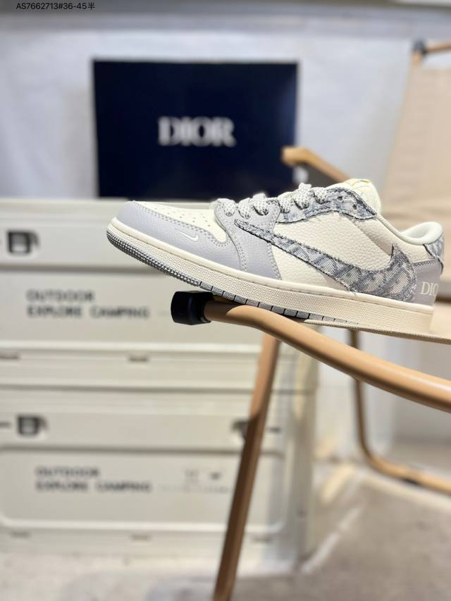 Company-level first-layer leather Dior x Jordan Air Jordan 1 Low Aj1 low-top se
