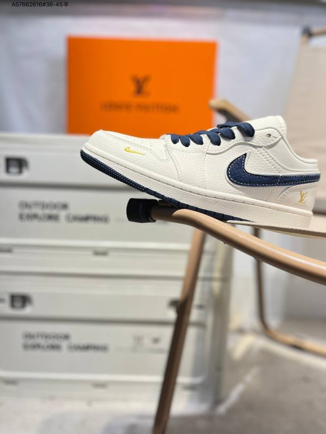 Company-level top layer leather Lv X Jordan Air Jordan 1 Low Aj1 low-top series