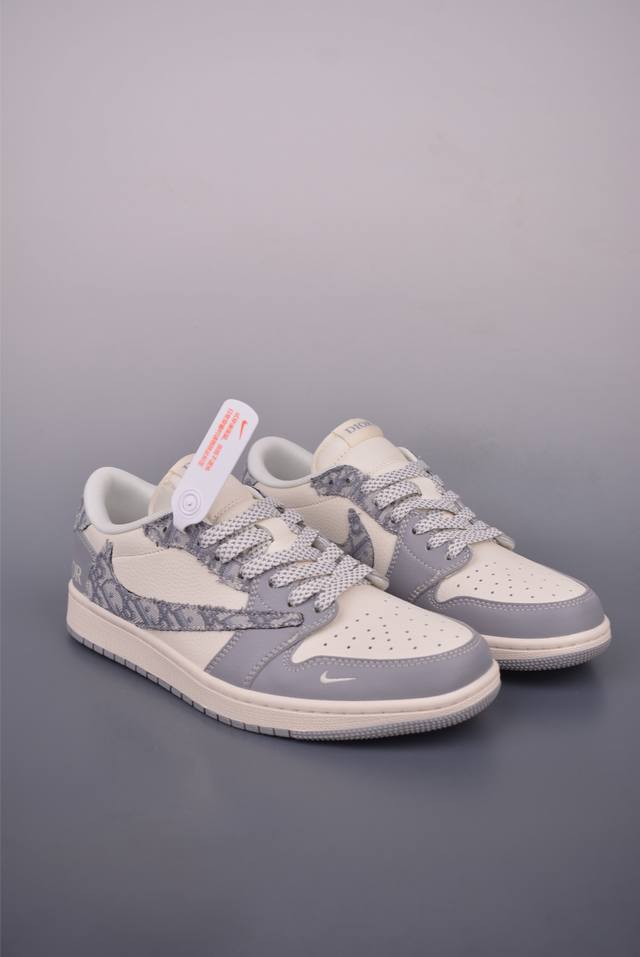Fragment X Travis Scott X Dior Air Jordan 1 Low three-party joint inverted hook