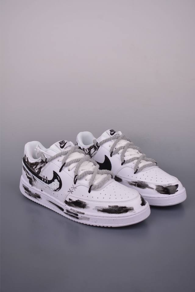 Nike Court Vision Low Hand-painted Graffiti Casual sports shoes pure original ve