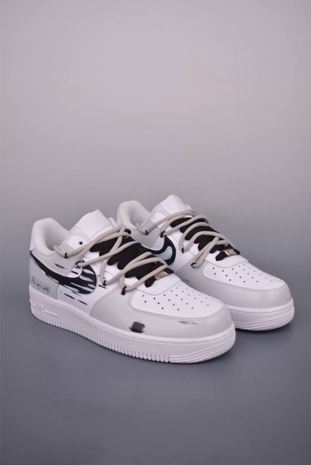 Nike Air Force 1 Low gray and white graffiti deconstructed straps Original last