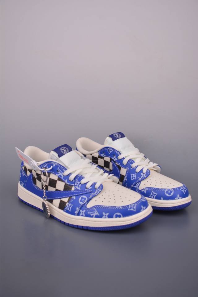 Fragment X Travis Scott X Lv Air Jordan 1 Low three-party joint inverted hook Th