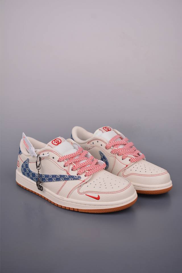 Fragment X Travis Scott X Gucci Air Jordan 1 Low three-party joint inverted hook