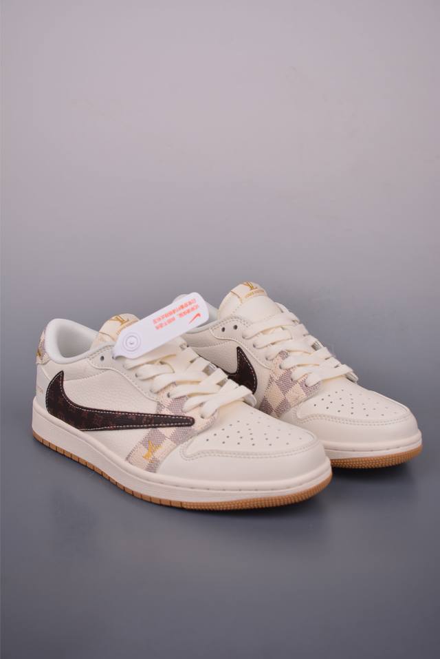 Fragment X Travis Scott X Lv Air Jordan 1 Low three-party joint inverted hook Th
