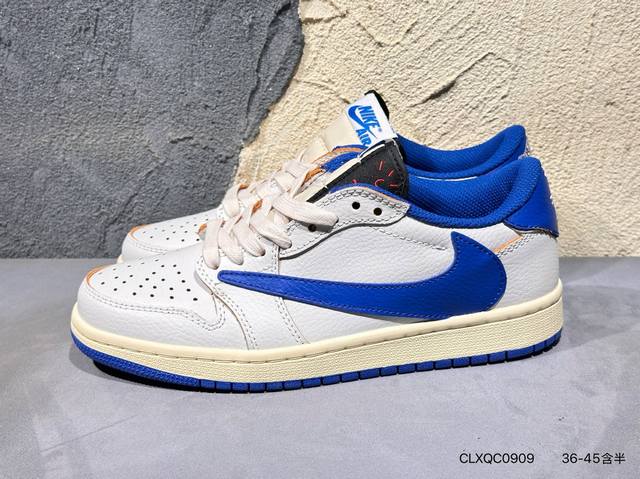 Travis Scott X Fragment Design X Air Jordan Aj1 Low Og Sp Three-party joint ligh