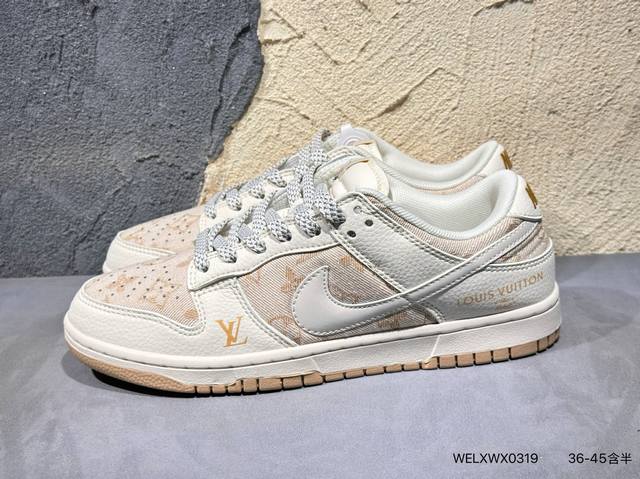 New product launch real shot Nike Air Dunk Low 1 "Lv joint white black gold lab