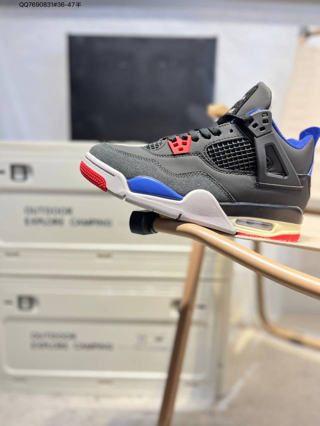 Air Jordan 4 Retro Black Military Blue Michael Jordan Aj4 mid-top retro casual s