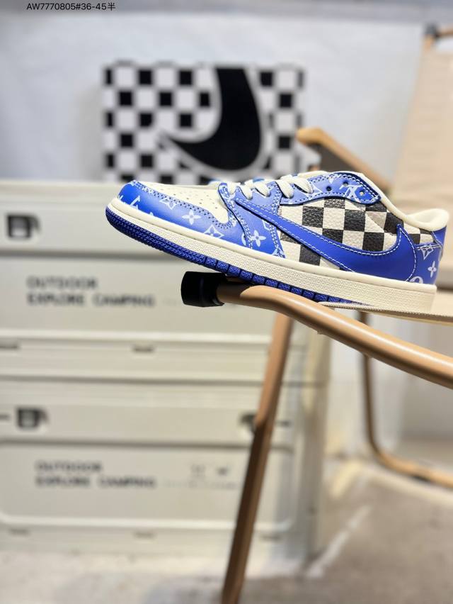 Company-level top layer leather Lv X Jordan Air Jordan 1 Low Aj1 low-top series