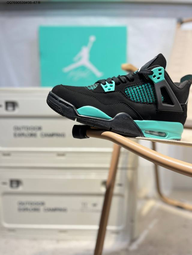 Air Jordan 4 Retro Black Military Blue Michael Jordan Aj4 mid-top retro casual s