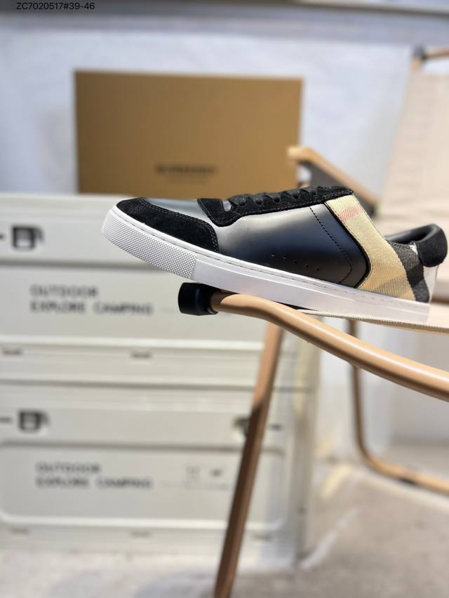 Burberry classic color New men's canvas casual shoes, made of selected cowhide,