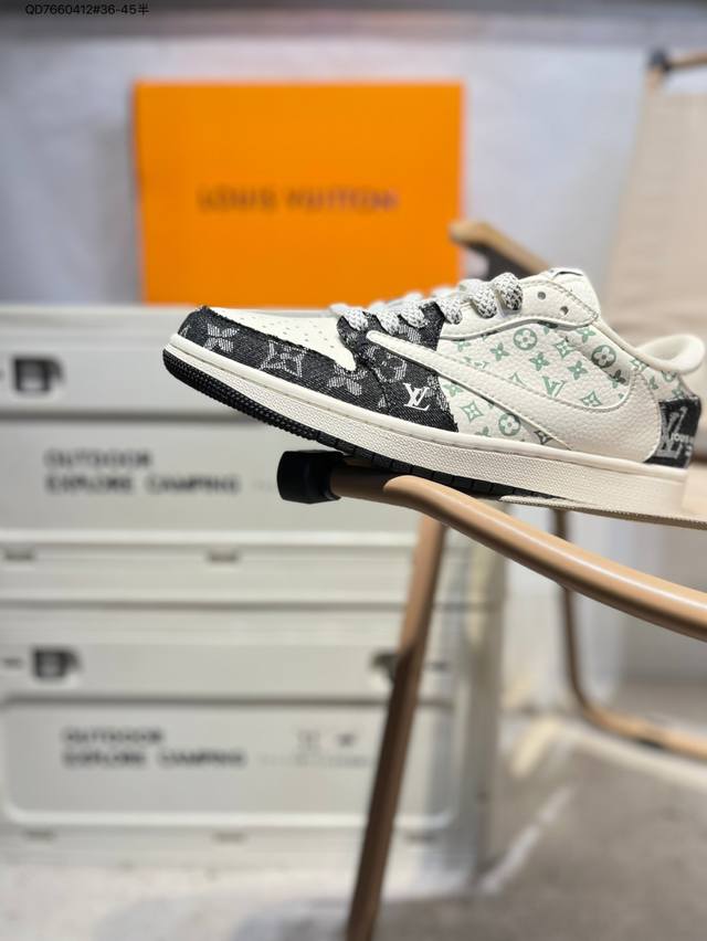 Company-level top layer leather Lv X Jordan Air Jordan 1 Low Aj1 low-top series