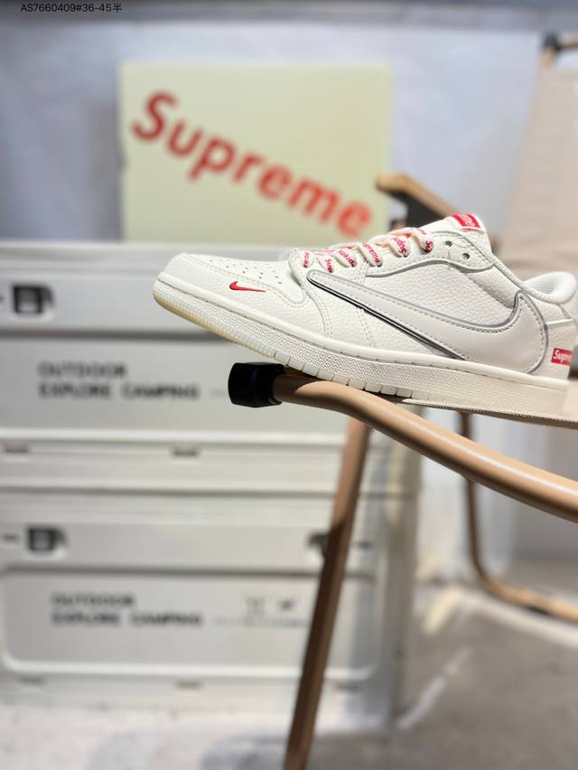 Company-level top layer leather Supreme X Jordan Air Jordan 1 Low Aj1 low-top s