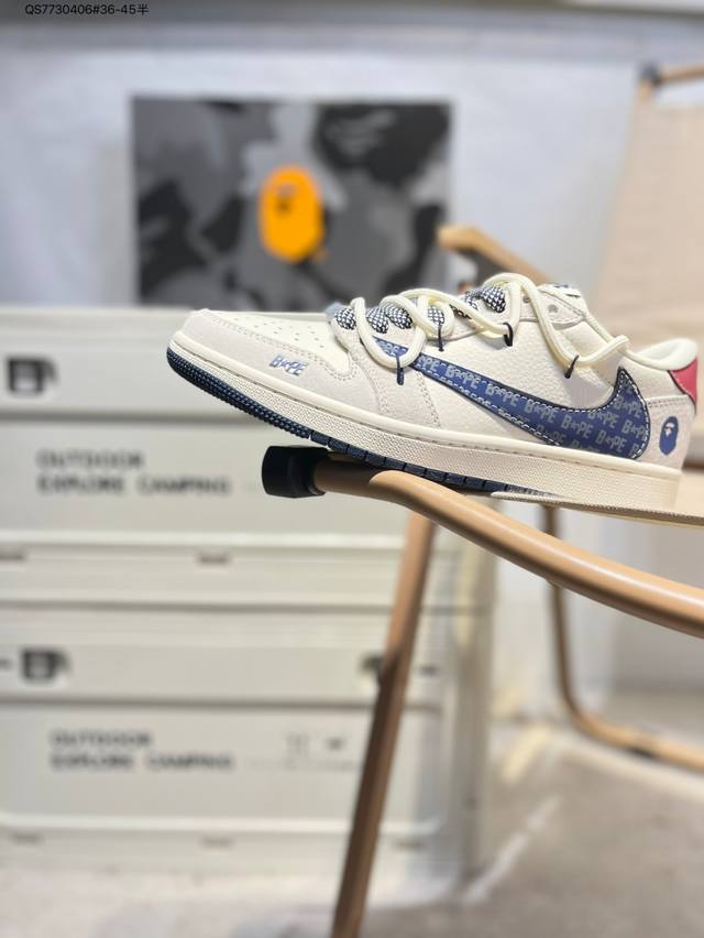 Company-level top layer leather Ape Head x Jordan Air Jordan 1 Low Aj1 low-top