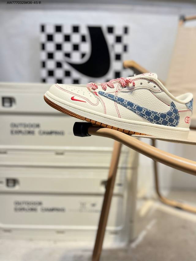Corporate-grade top-layer leather Gucci x Jordan Air Jordan 1 Low Aj1 low-top s