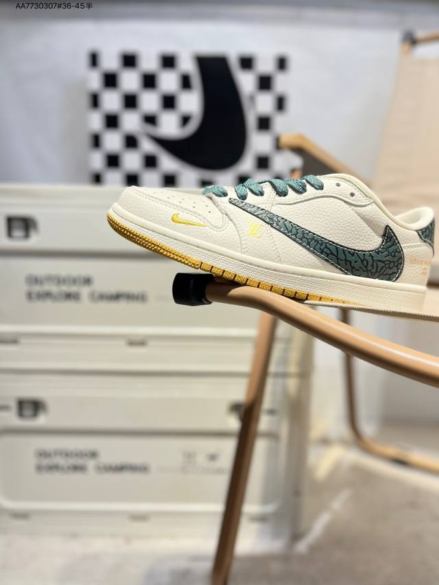 Company-level top layer leather Lv X Jordan Air Jordan 1 Low Aj1 low-top series