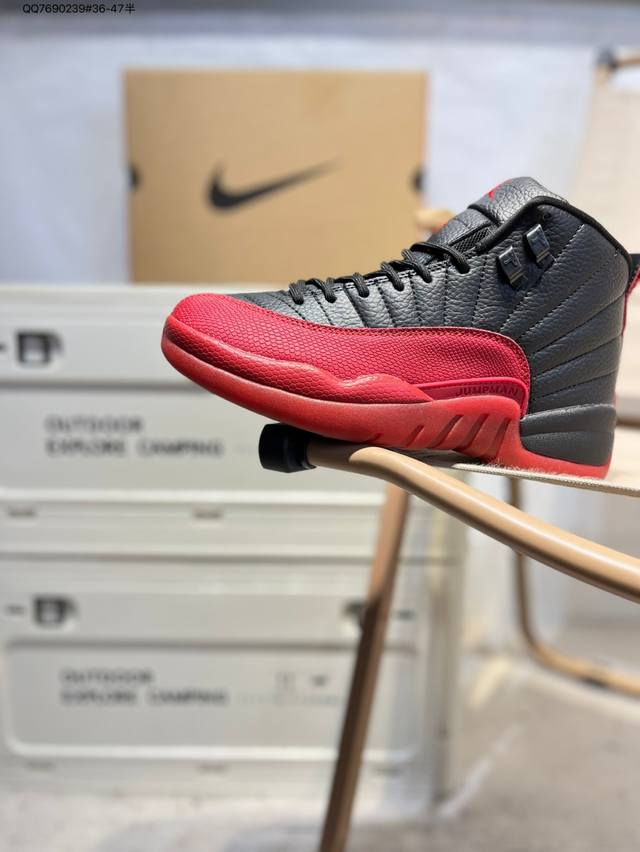 Air Jordan 12 Retro "Flu Game" high-top replica of the sick black and red Aj12 J