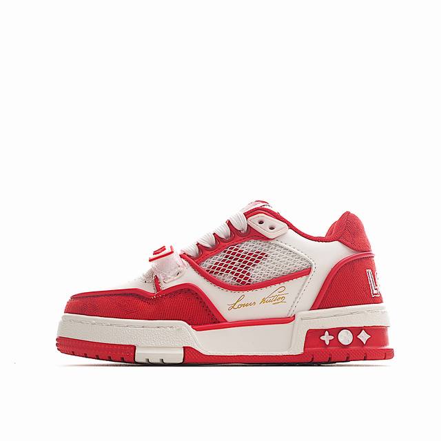 Lv Kids Fashion Lace-Up Velcro Sneakers Inspired by retro basketball shoes, Virg