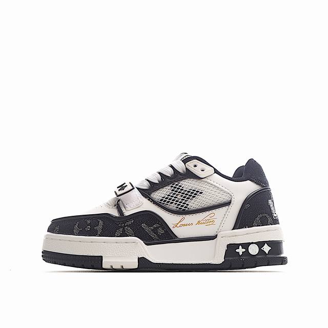 Lv Kids Fashion Lace-Up Velcro Sneakers Inspired by retro basketball shoes, Virg