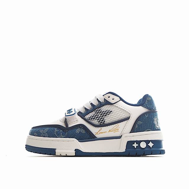 Lv Kids Fashion Lace-Up Velcro Sneakers Inspired by retro basketball shoes, Virg