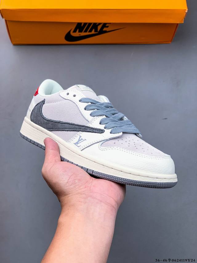 half size! Nike Air Jordan Low 1 Jordan 1 low-top inverted hook Lv joint classi