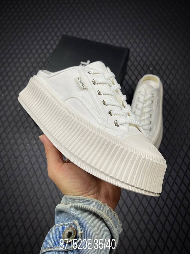 E Chanel Chanel 2025 new limited edition Chanel thick-soled platform half-suppor