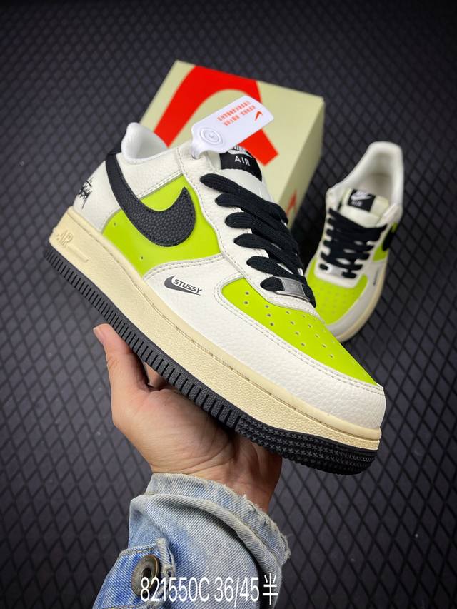 C Nike Air Force 1'07 Low co-branded black and blue double-stitching beige and b