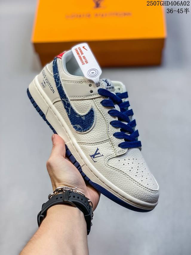 Overseas hit limited edition! Nike Air Dunk Low 1 "Lv joint denim blue and red"