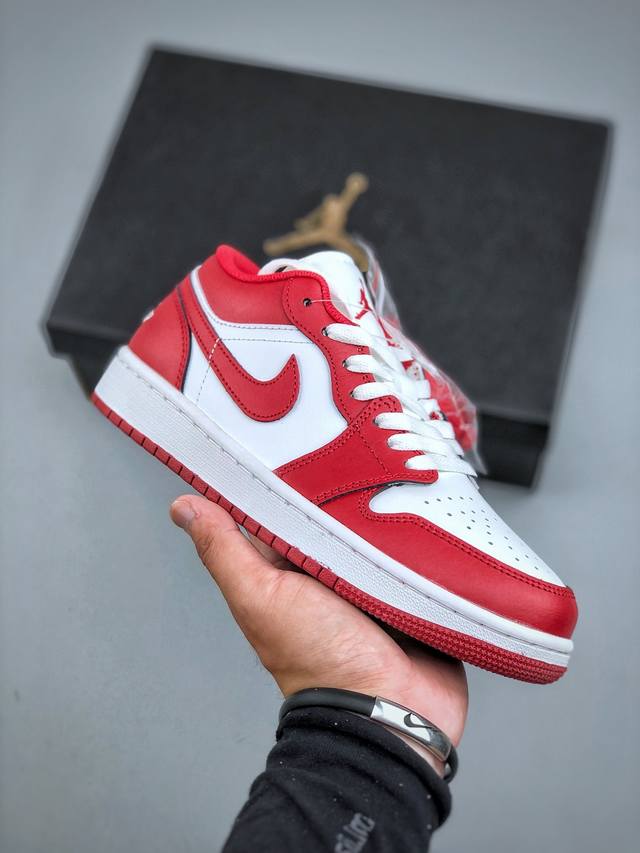 Air Jordan 1 Low Aj1 white and red low-top retro culture basketball shoes 553558