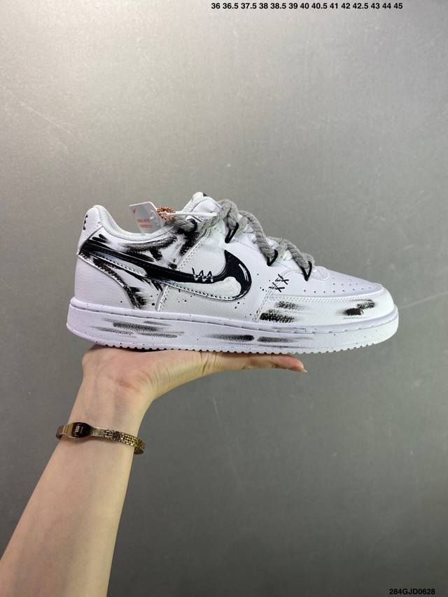 Corporate Nike Court Vision 1 Low "Phantom Cross" Hand-painted Graffiti Customi
