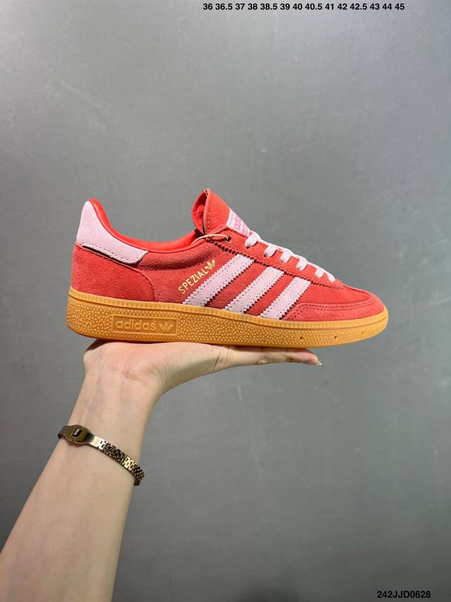 Handball Spezial Red and pink retro casual sneakers The whole shoe is made of su