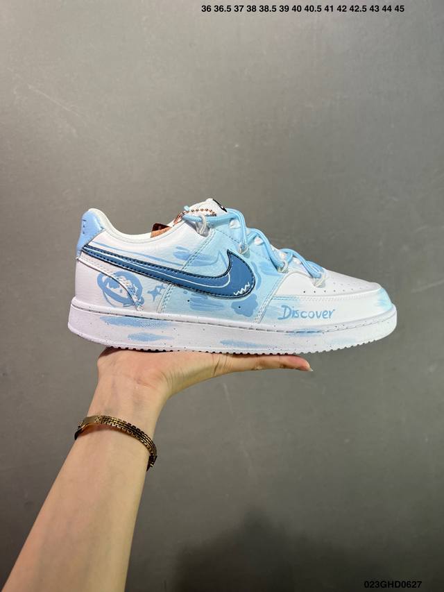 Corporate Nike Court Vision 1 Low "Phantom Cross" Hand-painted Graffiti Customi