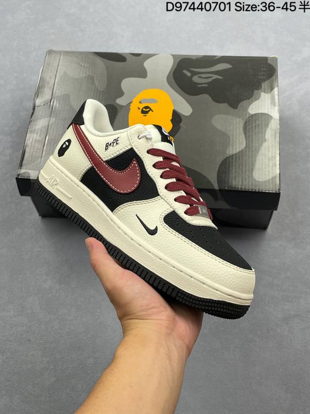 Company-level Nike Air Force 1 '07 Low Air Force One white shoes with air cushi