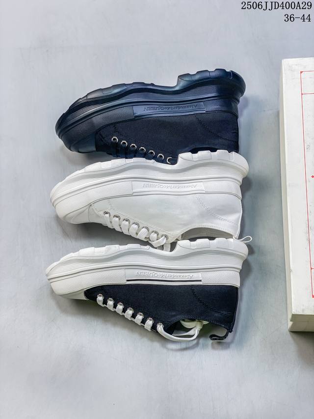 McQueen Chunky Tread Slick Low Sneakers with glossy sole, low-top, thick sole,