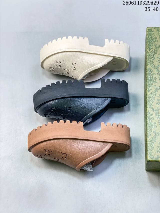 Original in Guangdong# Top counter Gucci ice cream thick-soled slippers Official