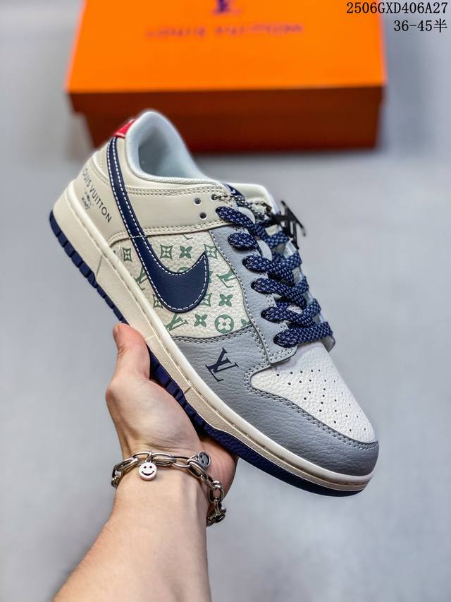 Overseas hit limited sale! Nike SB Dunk Low "Lv joint dark blue bottom print" a