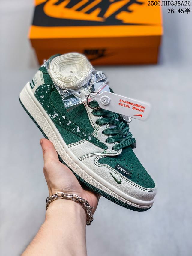 High-end custom Stussy X Jordan 1 Low Stussy joint inverted hook low-top casual