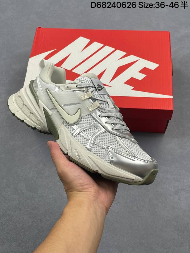 Nike V2K Run running shoes retro style mesh breathable sports shoes gray and si