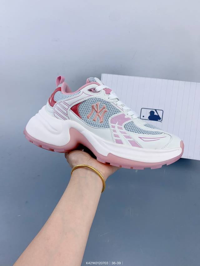 Mlb Xlg Chunky low-top casual shoes with thick sole Ny printed fabric material d