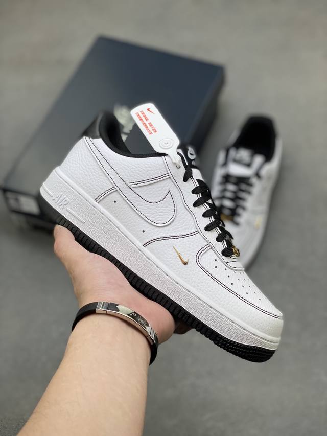 Nike Air Force 1 Low white and black line small gold hook Air Force One low-top