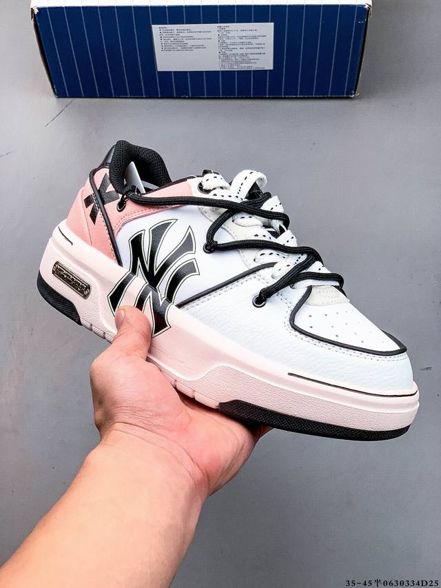 Company level! Mlb Chunky Liner thick-soled casual running shoes Ny printed cowh