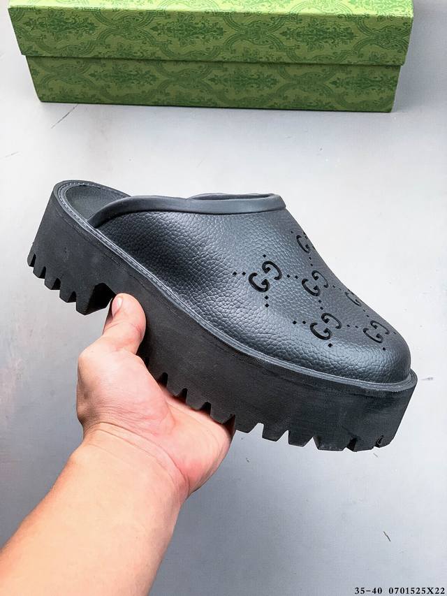 Company level! Gucci comfortable and versatile thick-soled high-heeled slippers