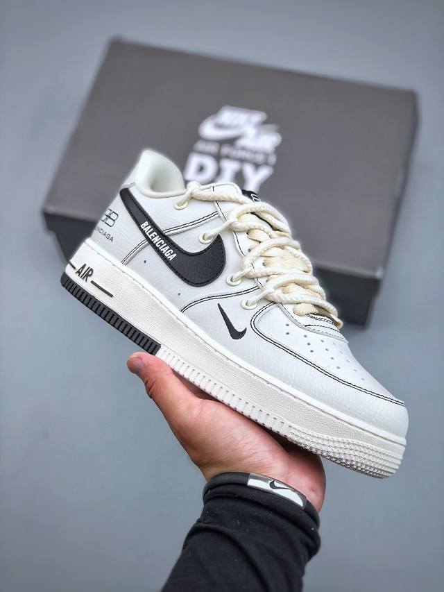Nike Air Force 1 Low 07 X Balenciaga White and black straps with small hooks Ori
