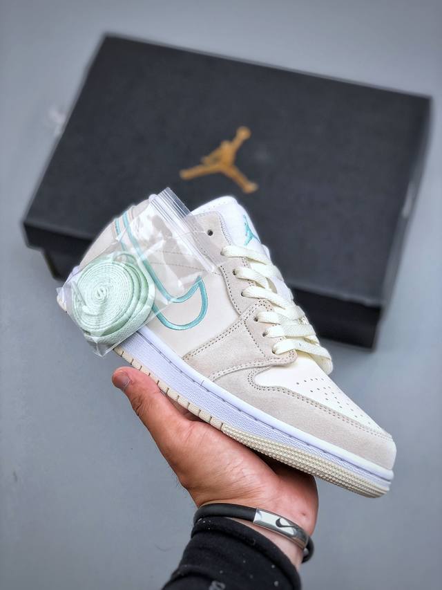 Air Jordan 1 Low Aj1 white gray blue edge low-top retro culture basketball shoes