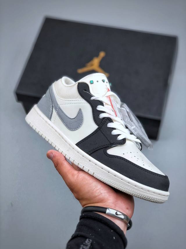 Air Jordan 1 Low Aj1 Jordan 1 "White Gray Black" Low-top Cultural Casual Sneaker