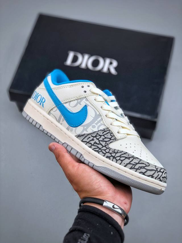 Overseas hit limited sale! High-end custom Nike Sb Dunk Low "Dior joint-white g