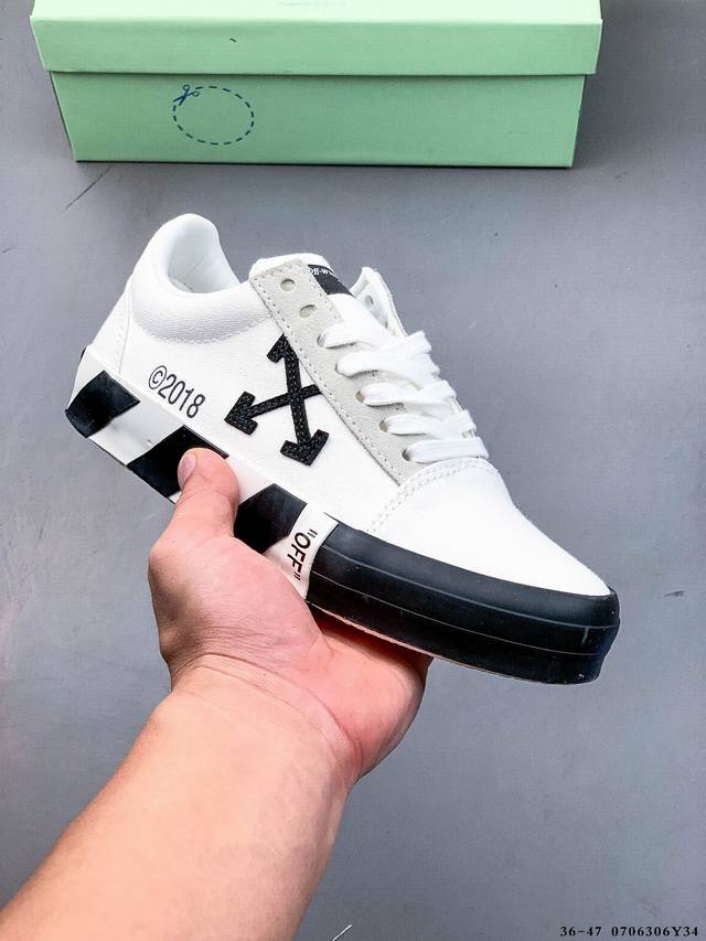 Company level! Off-White Vulcanized Striped Low Top trendy low-top fashion sneak