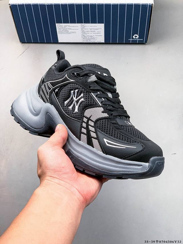 Company level! Mlb Chunky Liner thick-soled casual running shoes Ny printed brea