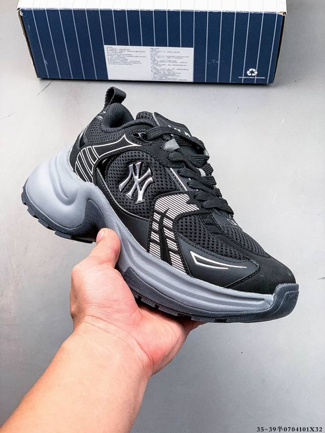 Company level! Mlb Chunky Liner thick-soled casual running shoes Ny printed brea